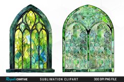Stained Glass Green Window Illustration Clipart Product Image 1