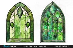 Stained Glass Green Window Illustration Clipart Product Image 1