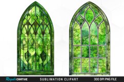 Stained Glass Green Window Illustration Clipart Product Image 1