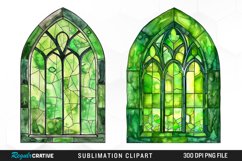Stained Glass Green Window Illustration Clipart Product Image 1