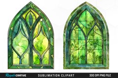 Stained Glass Green Window Illustration Clipart Product Image 1