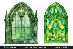 Stained Glass Green Window Exquisite Clipart Product Image 1