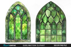 Stained Glass Green Window Exquisite Clipart Product Image 1