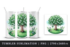 Watercolor green tree leaves dollar bills money lush grass business print 20 oz tumbler skinny mug wrap clipart t-shirt sublimation printable design