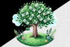 Watercolor green tree leaves dollar bills money lush grass business print 20 oz tumbler skinny mug wrap clipart t-shirt sublimation printable design
