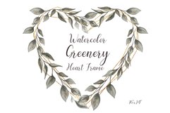 Watercolor Greenery Heart Frame Product Image 1