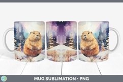 GorgeousWatercolor Groundhogs Mug Wrap design.