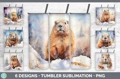 Bundle of six Watercolor Groundhogs Tumbler designs.