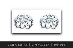 Watercolor group of penguins singing carols Merry Christmas quote print 20 oz tumbler skinny mug wrap clipart t-shirt sublimation printable design