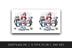 Watercolor group of penguins singing carols Merry Christmas quote print 20 oz tumbler skinny mug wrap clipart t-shirt sublimation printable design