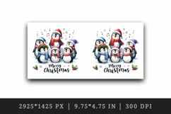 Watercolor group of penguins singing carols Merry Christmas quote print 20 oz tumbler skinny mug wrap clipart t-shirt sublimation printable design