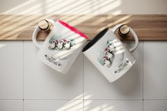 Watercolor group penguins festive hat snow hill Merry Christmas quote print 20 oz tumbler skinny mug wrap clipart t-shirt sublimation printable design