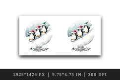 Watercolor group penguins festive hat snow hill Merry Christmas quote print 20 oz tumbler skinny mug wrap clipart t-shirt sublimation printable design