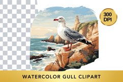 Watercolor Gull Clipart , Animal Sublimation PNG Product Image 1