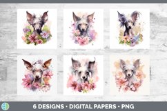 Bundle of six Wild Flowers Hairless Chinese Crested Paper Backgrounds designs.