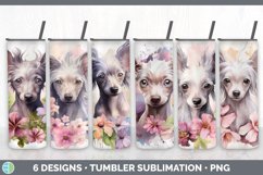 Bundle of six Wild Flowers Hairless Chinese Crested Tumbler designs.