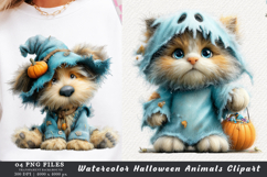 Watercolor Halloween Animals Clipart Product Image 1