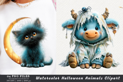 Watercolor Halloween Animals Clipart Product Image 1