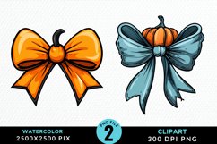 Watercolor Halloween Bow Clipart Bundle Product Image 4