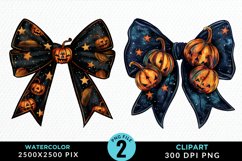 Watercolor Halloween Bow Clipart Bundle Product Image 3
