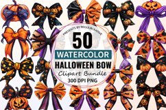 Watercolor Halloween Bow Clipart Bundle Product Image 1
