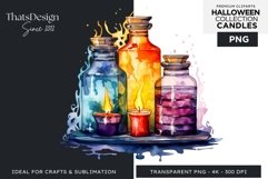 Watercolor Halloween Candles Clipart PNG for sublimation Product Image 1