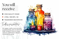Watercolor Halloween Candles Clipart PNG for sublimation Product Image 2