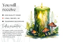 Watercolor Halloween Candles Clipart PNG for sublimation Product Image 2