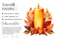 Watercolor Halloween Candles Clipart PNG for sublimation Product Image 2