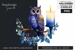 Watercolor Halloween Candles Clipart PNG for sublimation Product Image 1