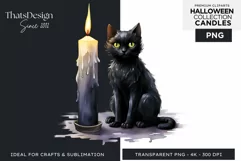 Watercolor Halloween Candles Clipart PNG for sublimation Product Image 1