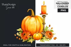 Watercolor Halloween Candles Clipart PNG for sublimation Product Image 1