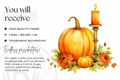Watercolor Halloween Candles Clipart PNG for sublimation Product Image 2
