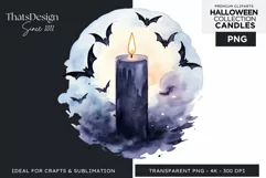 Watercolor Halloween Candles Clipart PNG for sublimation Product Image 1