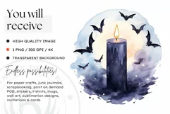 Watercolor Halloween Candles Clipart PNG for sublimation Product Image 2