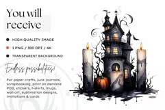 Watercolor Halloween Candles Clipart PNG for sublimation Product Image 2