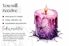 Watercolor Halloween Candles Clipart PNG for sublimation Product Image 2
