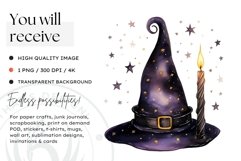 Watercolor Halloween Candles Clipart PNG for sublimation Product Image 2