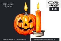 Watercolor Halloween Candles Clipart PNG for sublimation Product Image 1