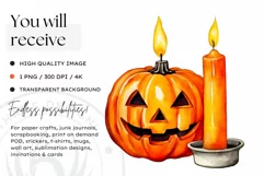 Watercolor Halloween Candles Clipart PNG for sublimation Product Image 2
