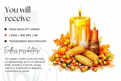 Watercolor Halloween Candles Clipart PNG for sublimation Product Image 2