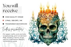 Watercolor Halloween Candles Clipart PNG for sublimation Product Image 2