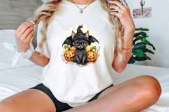 Watercolor Halloween Cat Bat Pumpkin Clipart Bundle Product Image 3