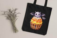 Watercolor Halloween Cupcake Clipart Bundle PNG Files Product Image 3