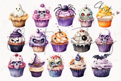 Watercolor Halloween Cupcakes Clipart Product Image 4