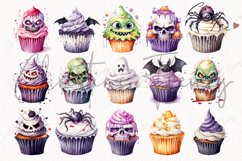 Watercolor Halloween Cupcakes Clipart Product Image 5