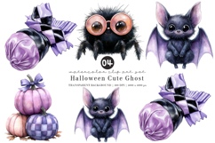 Watercolor Halloween Cute Ghost Clipart Product Image 1