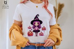 Watercolor Halloween Cute Girl Pumpkin Sublimation clipart Product Image 4