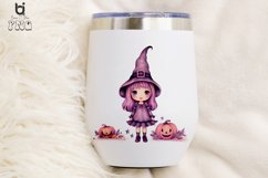 Watercolor Halloween Cute Girl Pumpkin Sublimation clipart Product Image 7