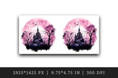 Watercolor Halloween dark scary night moon bats spooky castle haunted house 20oz tumbler skinny mug wrap clipart t-shirt sublimation printable design